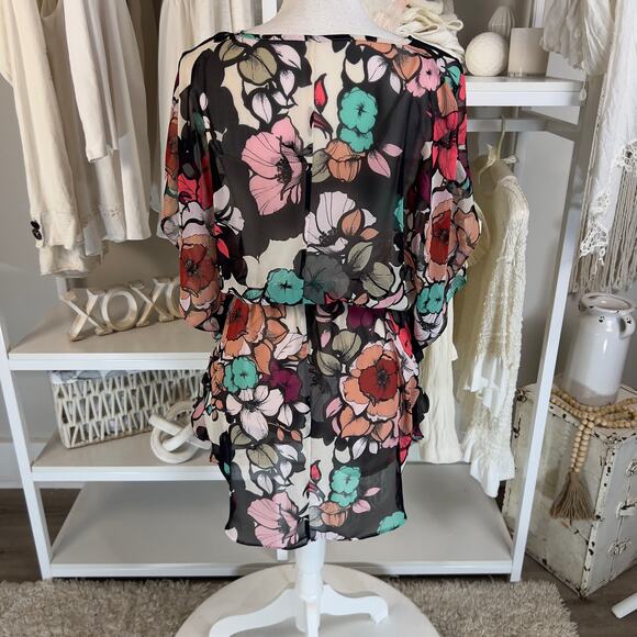 Express size XS semi sheer w tank, floral feminine, dress, tunic flowy 2728 - Picture 4 of 9